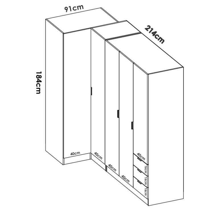 Guardaroba con appendiabiti rovere 213x184h cm - Atena