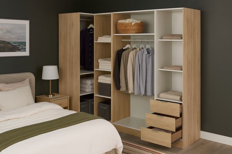 Guardaroba con appendiabiti rovere 213x184h cm - Atena