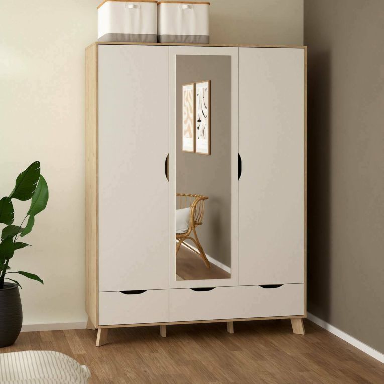 Guardaroba con appendiabiti rovere e bianco 147x201h cm - Pyarr