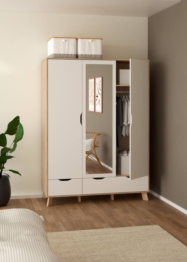 Guardaroba con appendiabiti rovere e bianco 147x201h cm - Pyarr