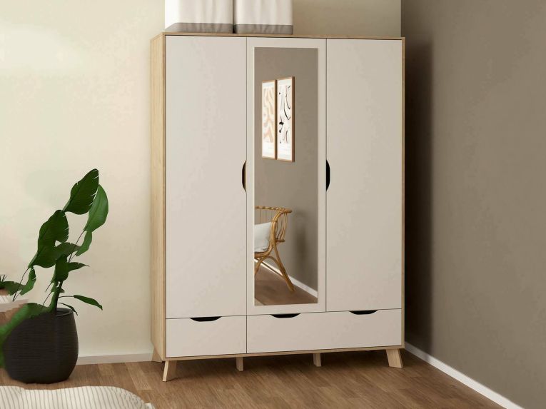 Guardaroba con appendiabiti rovere e bianco 147x201h cm - Pyarr