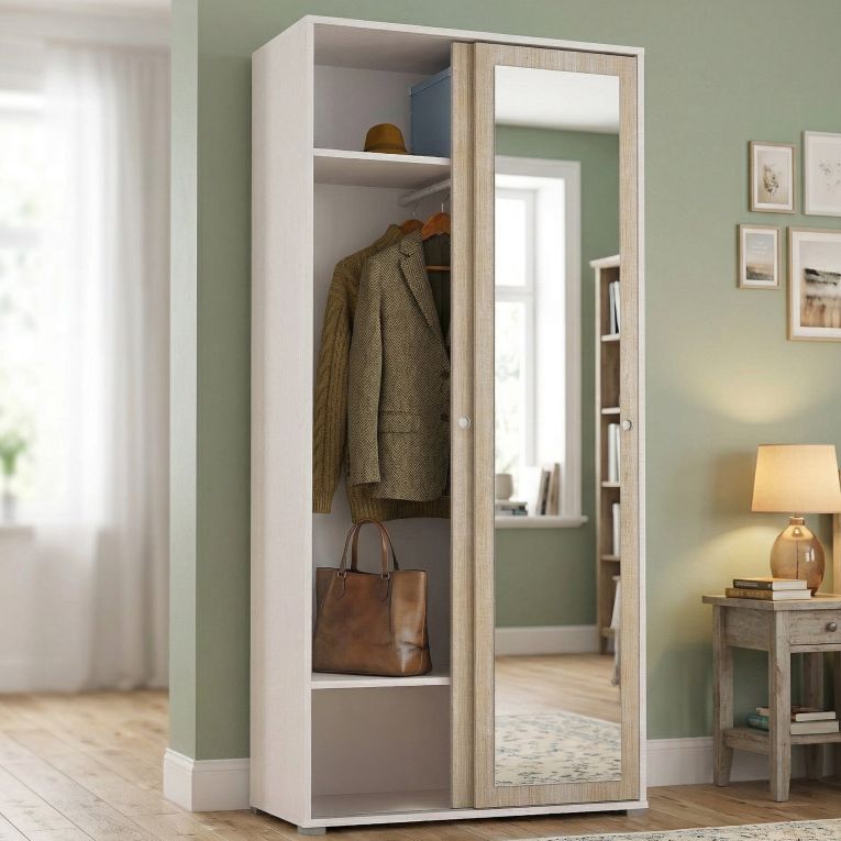 Guardaroba con appendiabiti rovere e bianco 90x195h cm - Abduhl