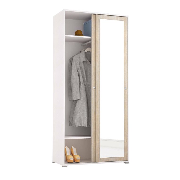 Guardaroba con appendiabiti rovere e bianco 90x195h cm - Abduhl