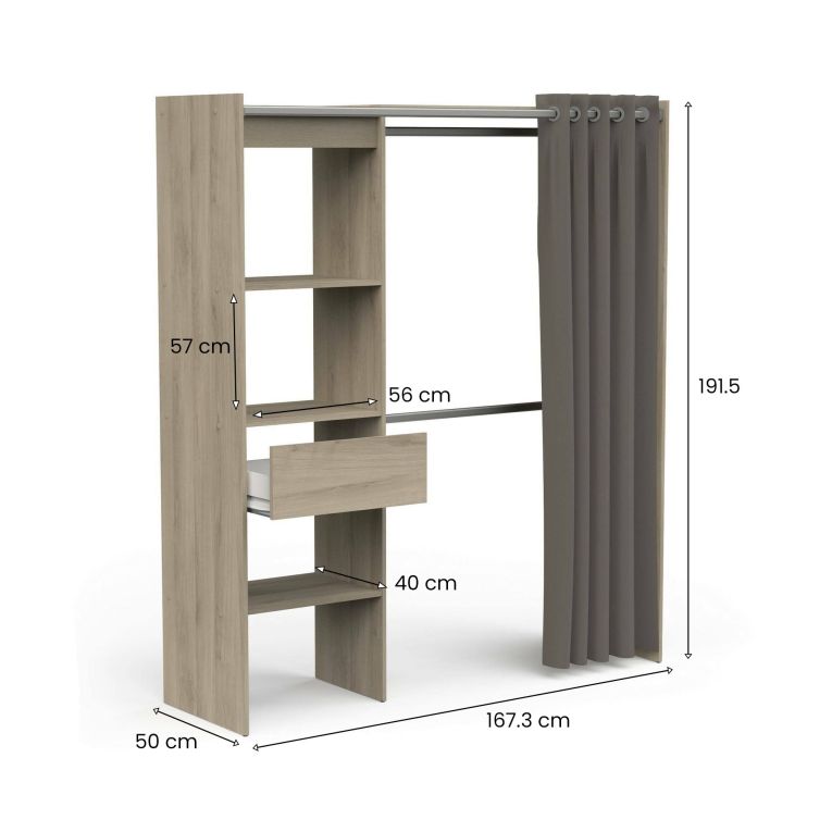 Guardaroba con appendiabiti rovere e bianco opaco 167x191h cm - Serpentina