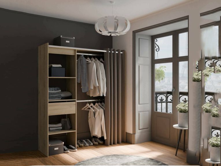 Guardaroba con appendiabiti rovere e bianco opaco 167x191h cm - Serpentina