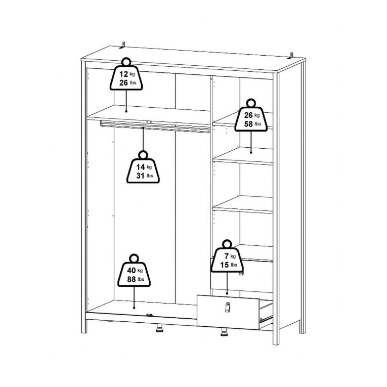 Guardaroba con cassetti bianco 150x199h cm - Rufina