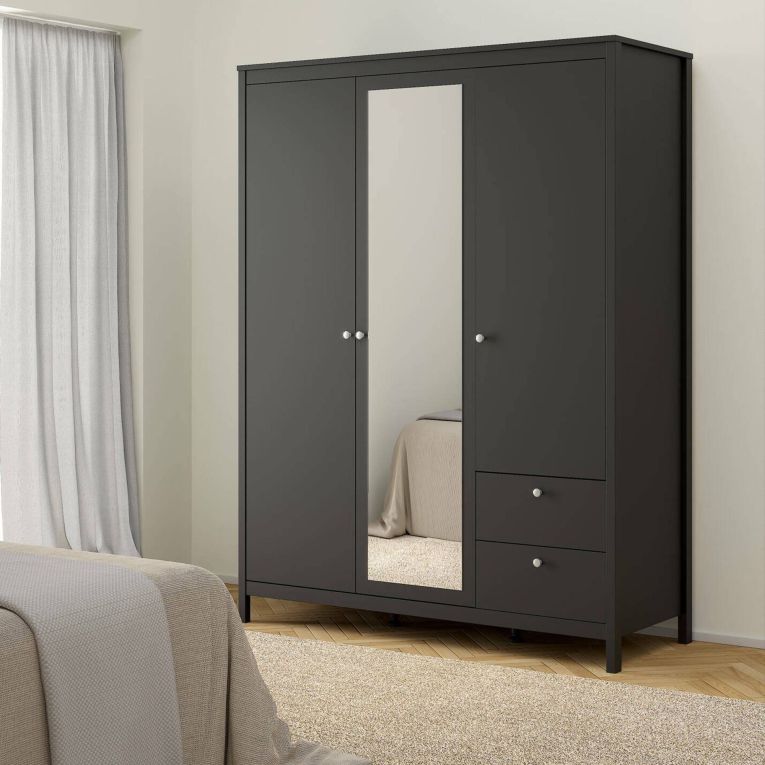 Guardaroba con cassetti nero 150x199h cm - Rufina