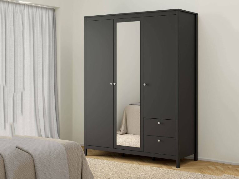 Guardaroba con cassetti nero 150x199h cm - Rufina