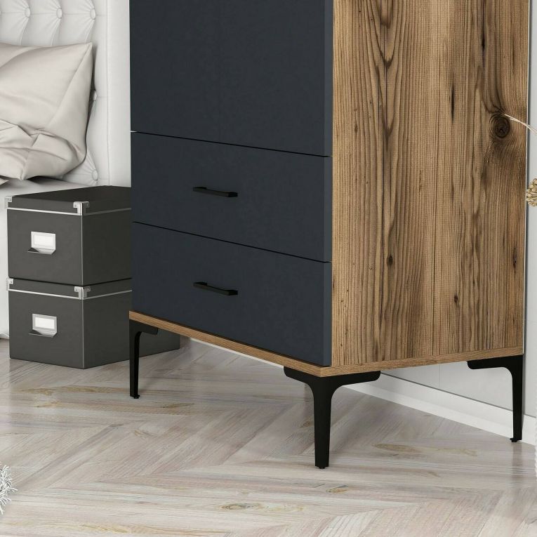Guardaroba con cassetti noce e antracite 80x200h cm - Doriana