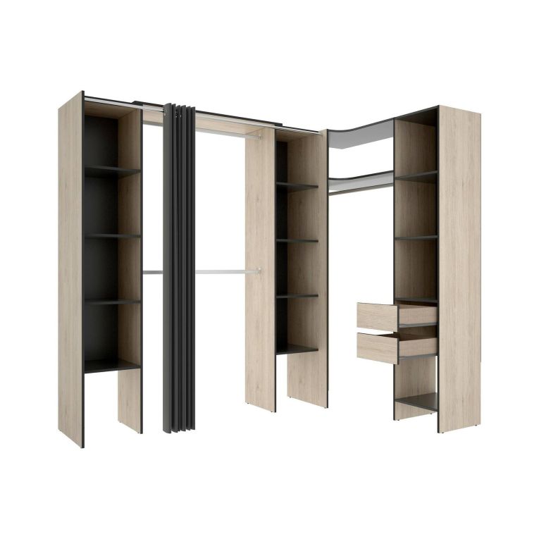Guardaroba con ripiani regolabili antracite e rovere 234x205h cm - Dindo