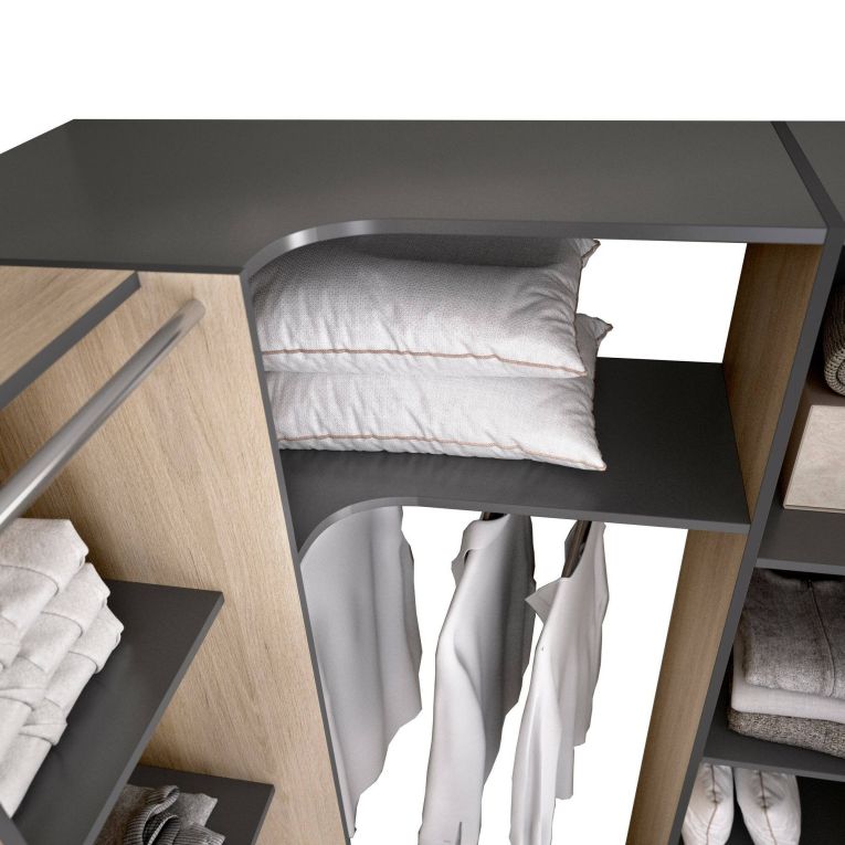 Guardaroba con ripiani regolabili antracite e rovere 234x205h cm - Dindo