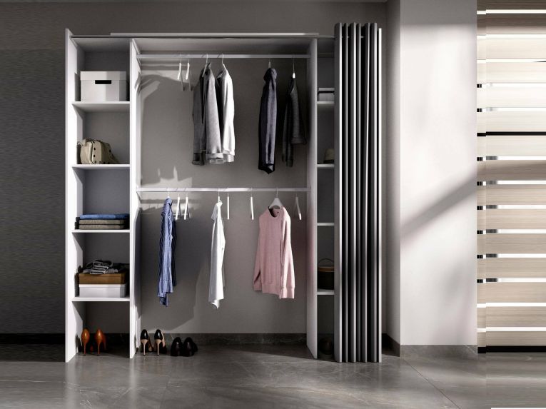 Guardaroba con ripiani regolabili bianco e grigio 180x205h cm - Acron