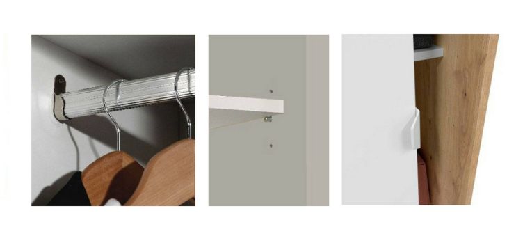 Guardaroba con ripiani regolabili bianco e rovere nodi 120x200h cm - Adrenalin