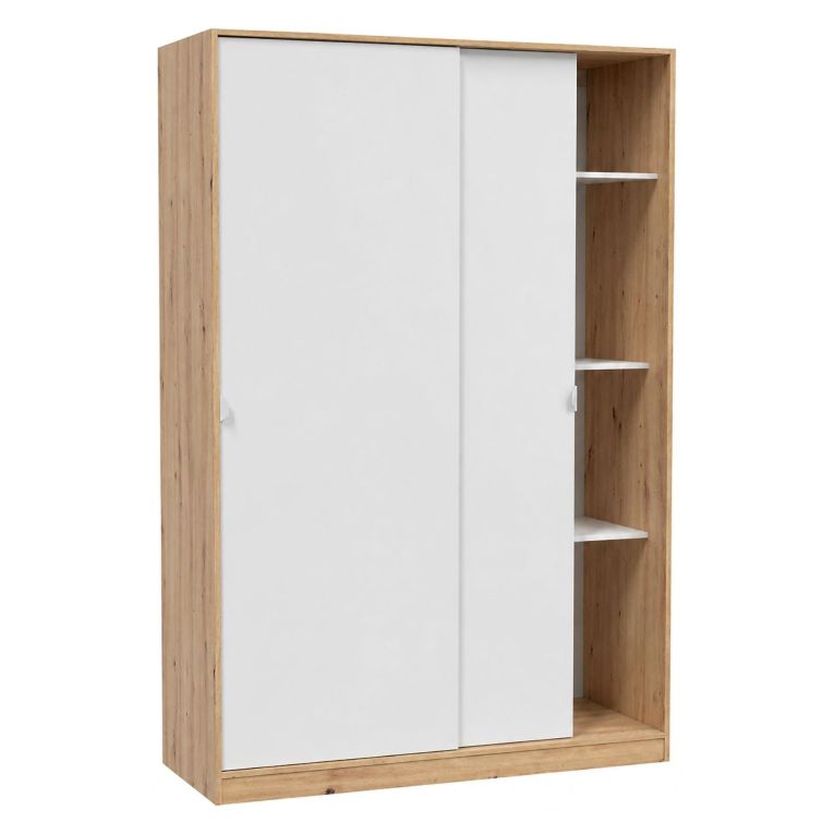 Guardaroba con ripiani regolabili bianco e rovere nodi 120x200h cm - Adrenalin
