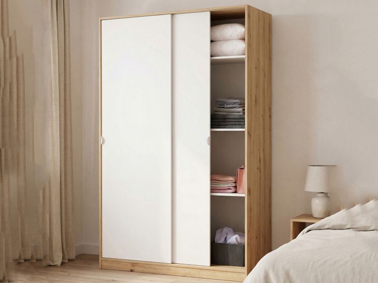 Guardaroba con ripiani regolabili bianco e rovere nodi 120x200h cm - Adrenalin