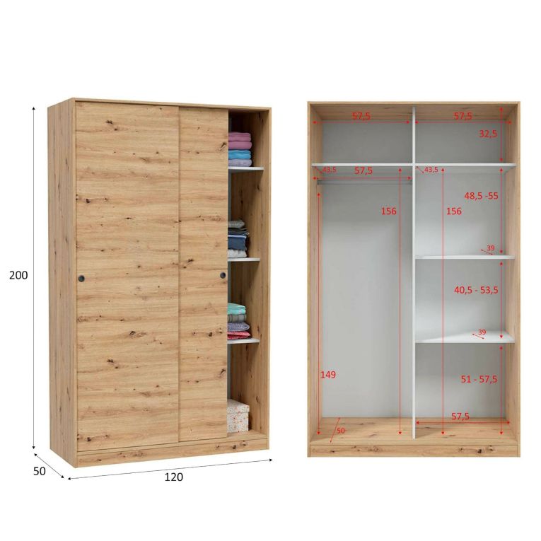 Guardaroba con ripiani regolabili legno 120x200h cm - Adrenalin