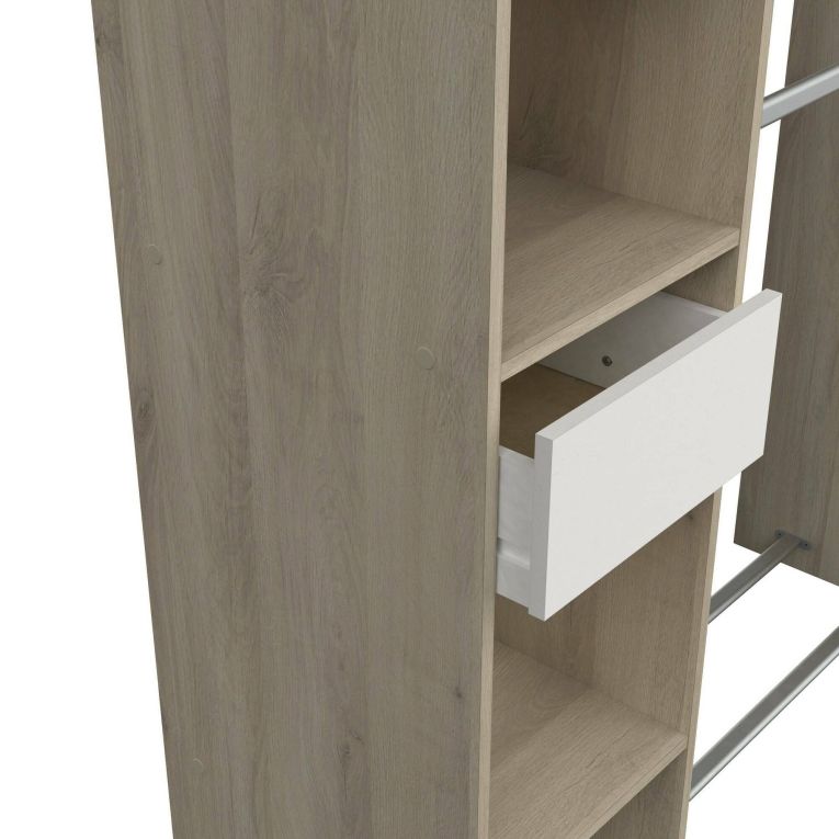 Guardaroba con ripiani regolabili rovere e bianco opaco 118x183h cm - Floriana