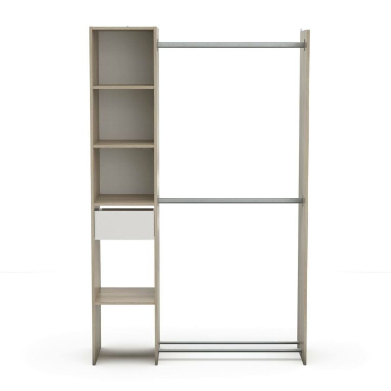 Guardaroba con ripiani regolabili rovere e bianco opaco 118x183h cm - Floriana