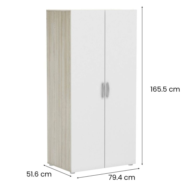 Guardaroba con ripiani regolabili rovere e bianco opaco 79x165h cm - Ockhi