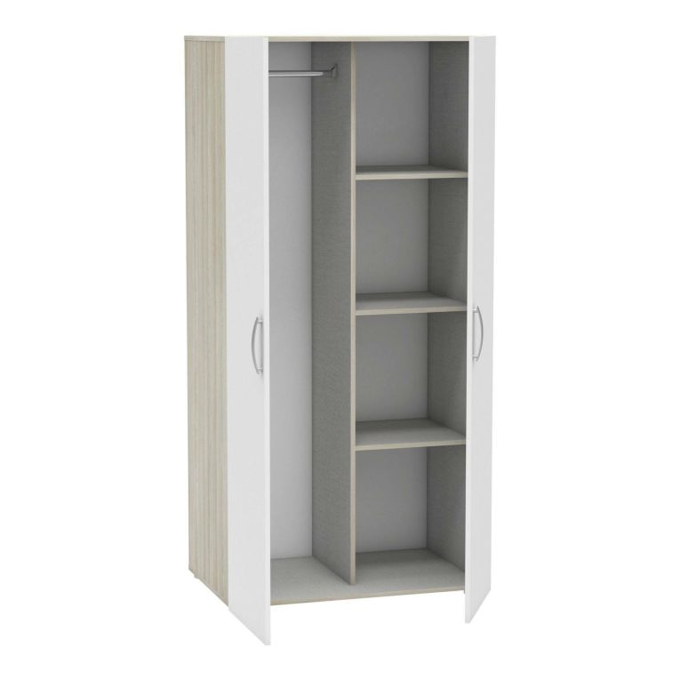 Guardaroba con ripiani regolabili rovere e bianco opaco 79x165h cm - Ockhi