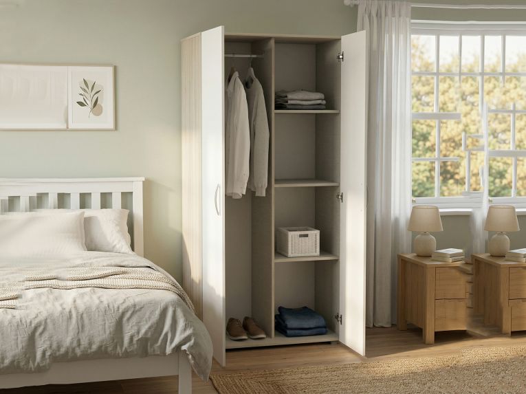 Guardaroba con ripiani regolabili rovere e bianco opaco 79x165h cm - Ockhi