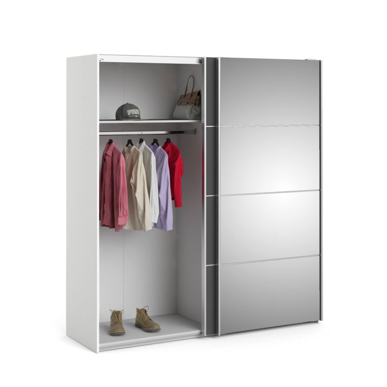 Guardaroba con specchio bianco e grigio 182x201h cm - Armento