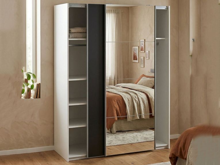 Guardaroba con specchio bianco e nero 150x200h cm - Seraphine