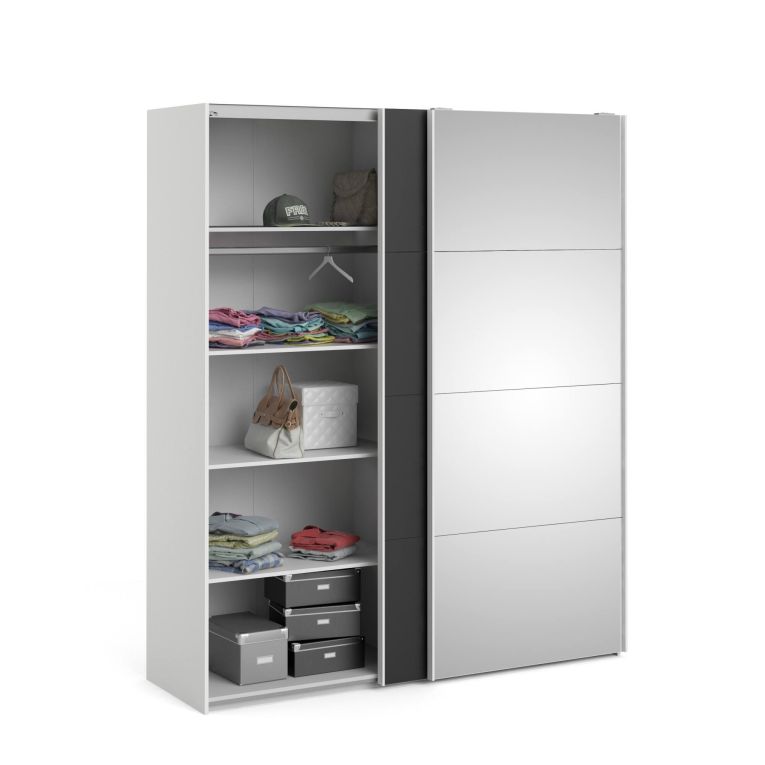 Guardaroba con specchio bianco e nero 182x220h cm - Taxus
