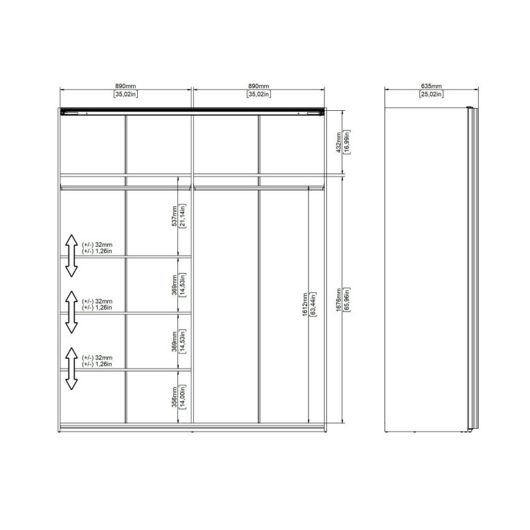 Guardaroba con specchio bianco e nero 182x220h cm - Taxus