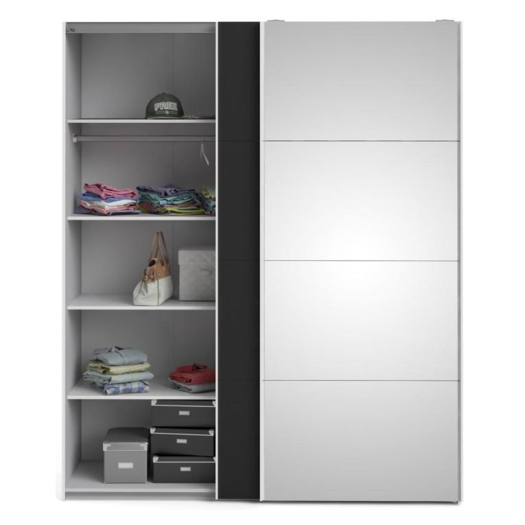 Guardaroba con specchio bianco e nero 182x220h cm - Taxus