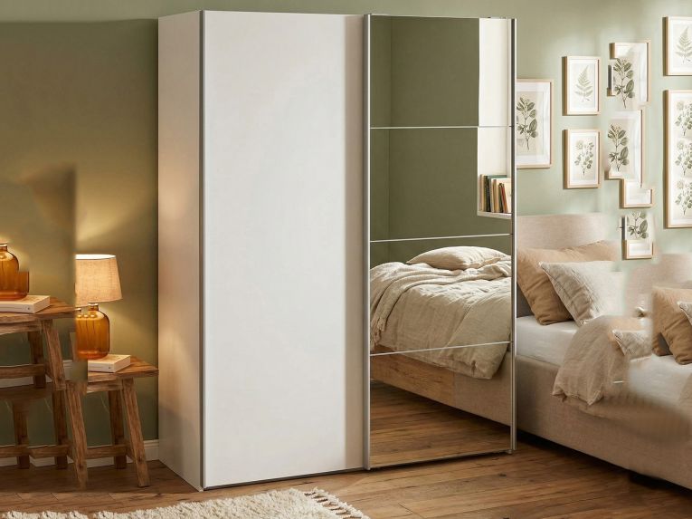 Guardaroba con specchio bianco lucido 150x200h cm - Seraphine