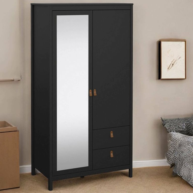 Guardaroba con specchio nero 102x199h cm - Lagertha