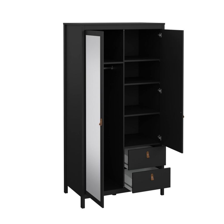Guardaroba con specchio nero 102x199h cm - Lagertha