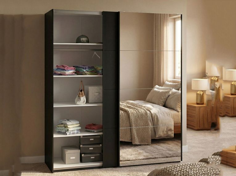 Guardaroba con specchio nero 182x220h cm - Taxus