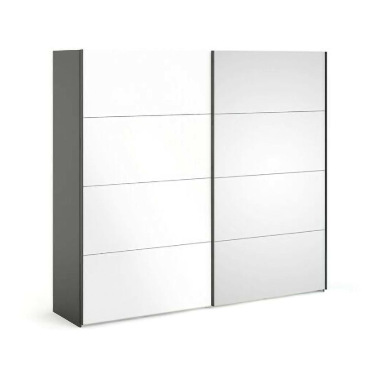 Guardaroba con specchio nero e bianco lucido 242x220h cm - Catalina