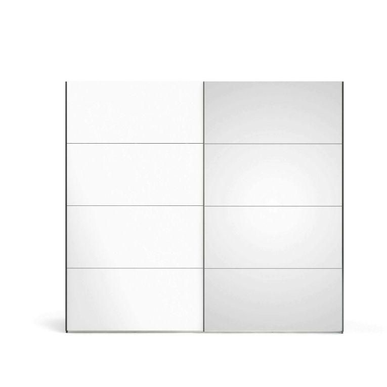 Guardaroba con specchio nero e bianco lucido 242x220h cm - Catalina