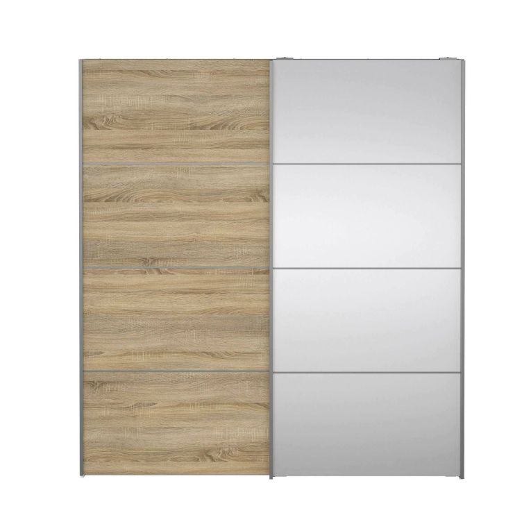 Guardaroba con specchio quercia e bianco 182x201h cm - Cerreto