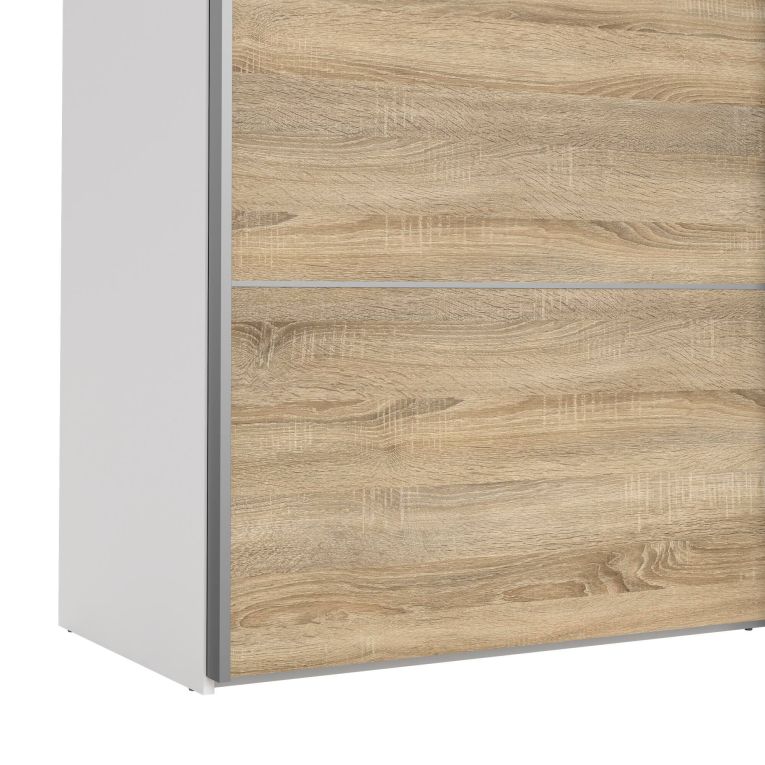 Guardaroba con specchio quercia e bianco 182x201h cm - Cerreto