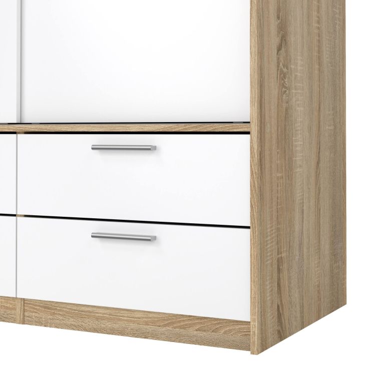 Guardaroba con specchio quercia e bianco lucido 181x200h cm - Astrolabio