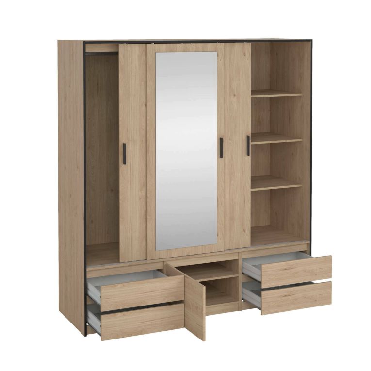 Guardaroba con specchio rovere 181x200h cm - Ljalkova