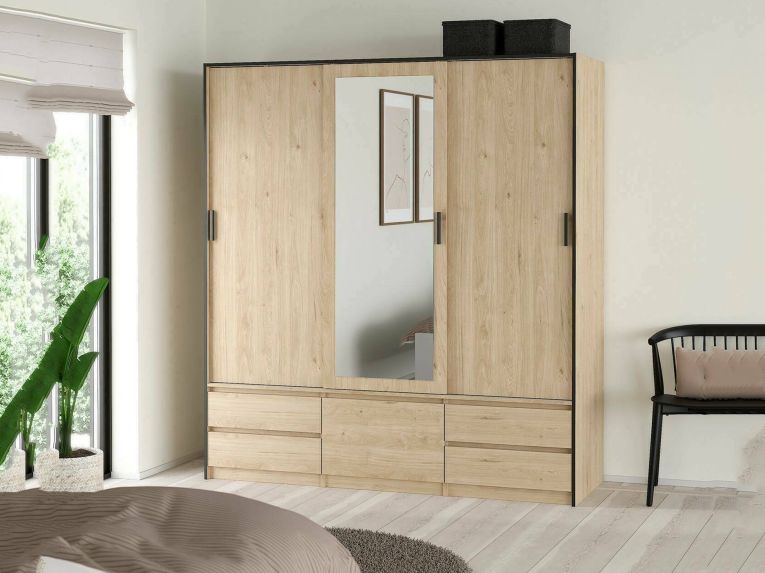 Guardaroba con specchio rovere 181x200h cm - Ljalkova
