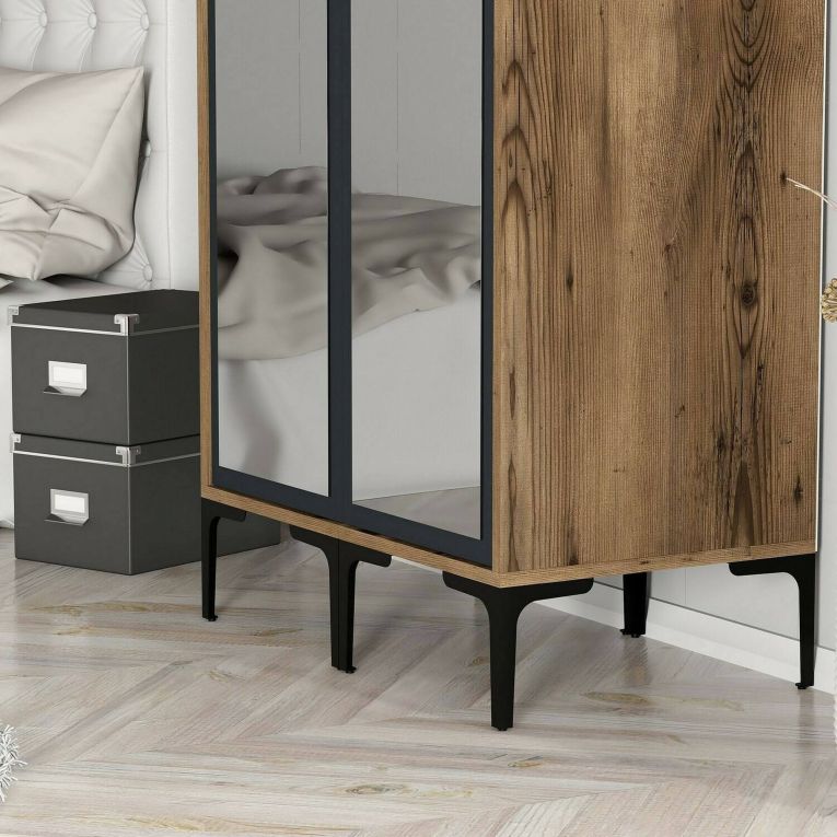 Guardaroba design noce e antracite 80x200h cm - Bagnone