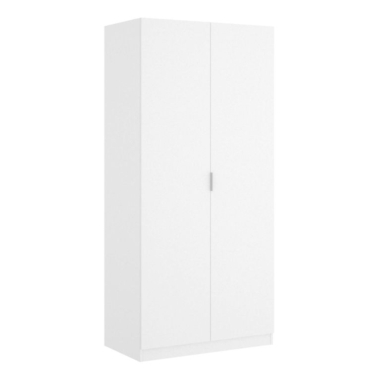 Guardaroba Giovo, Mobile appendiabiti per camera da letto, Armadio a 2 ante battenti, 81x52h184 cm, Bianco
