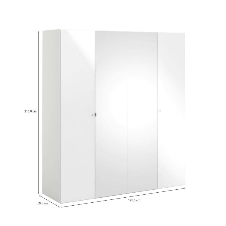 Guardaroba grande 4 ante bianco lucido 195x218h cm - Keila