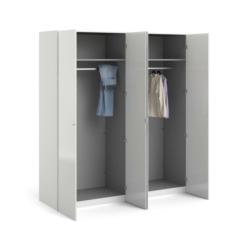 Guardaroba grande 4 ante bianco lucido 195x218h cm - Keila