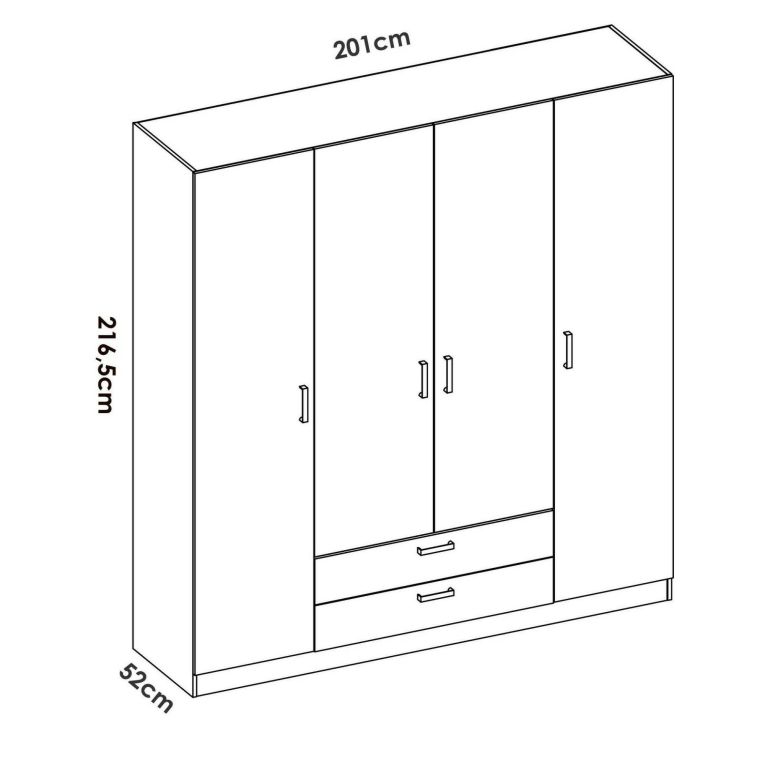 Guardaroba grande Acomizza, Mobile camera da letto, Cabina armadio portabiti, Armadio appendiabiti, 200x52 h215 cm, Bianco