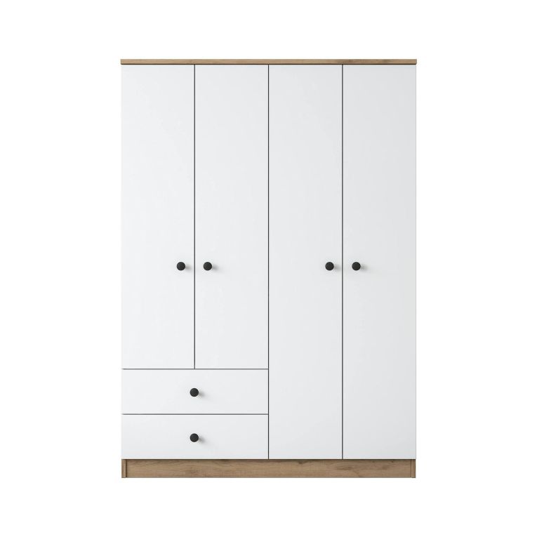 Guardaroba grande Aetheria, Mobile camera da letto, Cabina armadio portabiti, Armadio appendiabiti, 120x43 h170 cm, Noce e Bianco