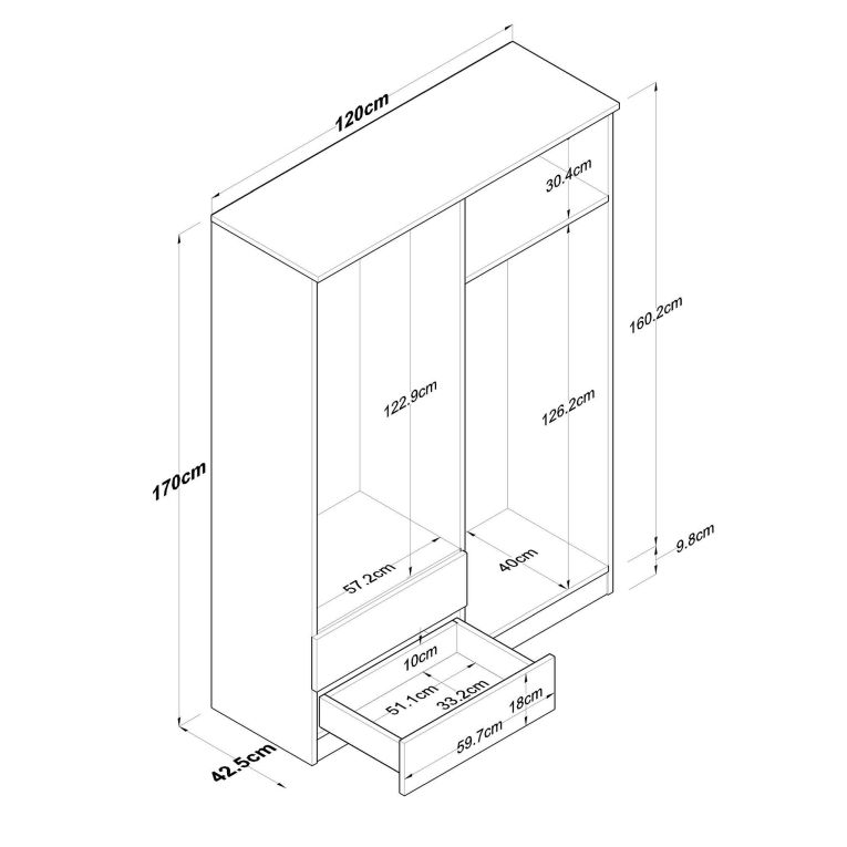 Guardaroba grande Aetheria, Mobile camera da letto, Cabina armadio portabiti, Armadio appendiabiti, 120x43 h170 cm, Noce e Bianco