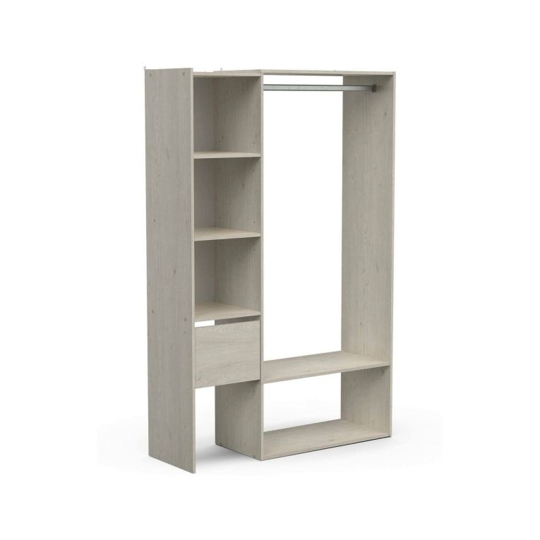 Guardaroba grande Aulne, Mobile camera da letto, Cabina armadio portabiti, Armadio appendiabiti, 119x40 h183 cm, Rovere