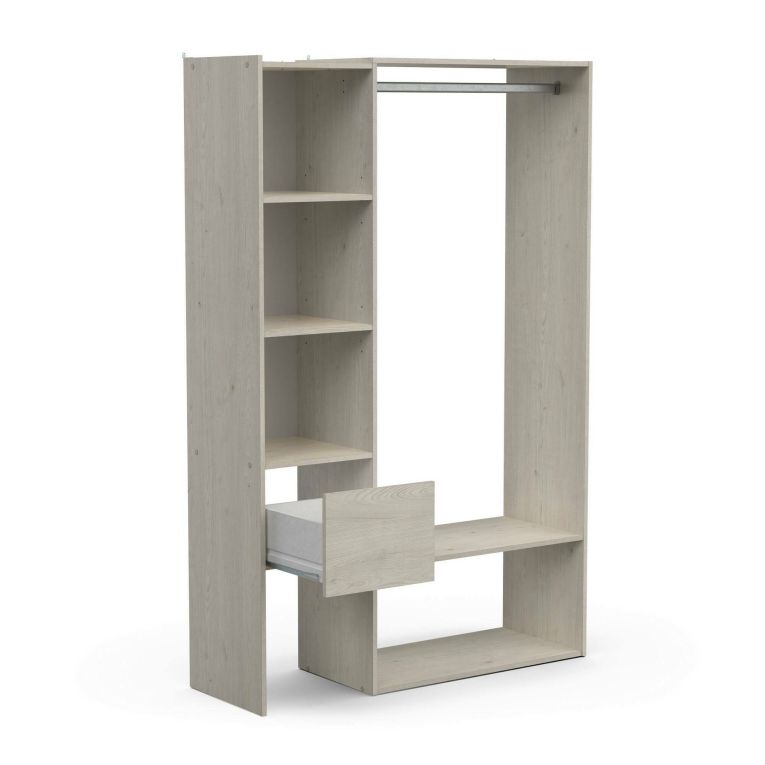Guardaroba grande Aulne, Mobile camera da letto, Cabina armadio portabiti, Armadio appendiabiti, 119x40 h183 cm, Rovere